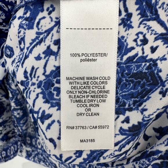 Laundry by Shelli Segal Blouse Sleeveless Tank WMNS L Royal Blue Printed V-neck - Picture 6 of 8